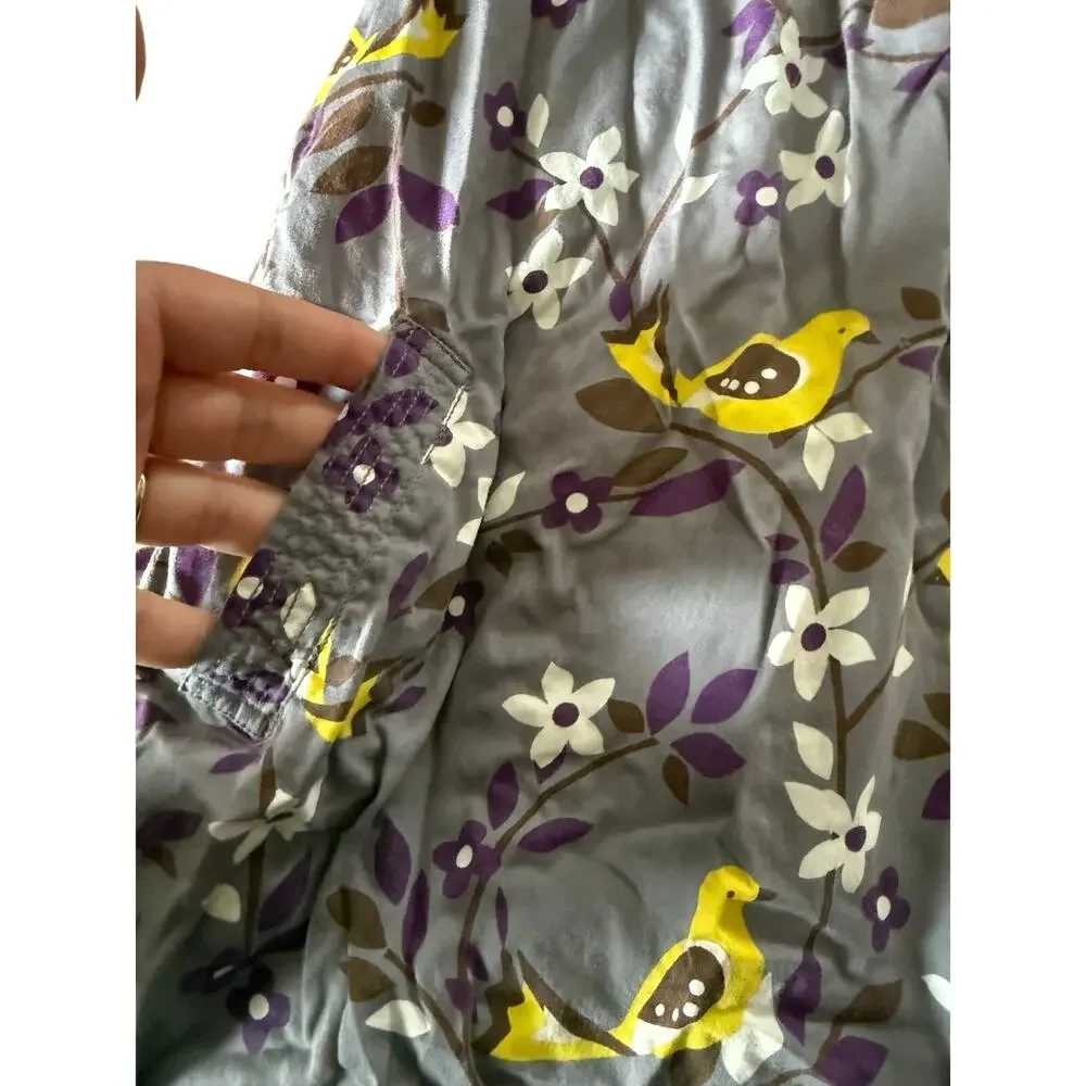 Mini Boden bird print grey dress‎